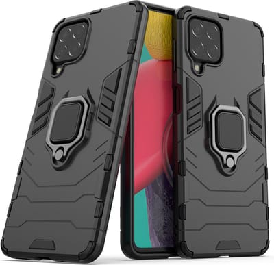 MobyDefend Hoesje - Geschikt voor Samsung Galaxy M53 - Dubbelgelaagde Pantsercase Met Standaard - Zwart