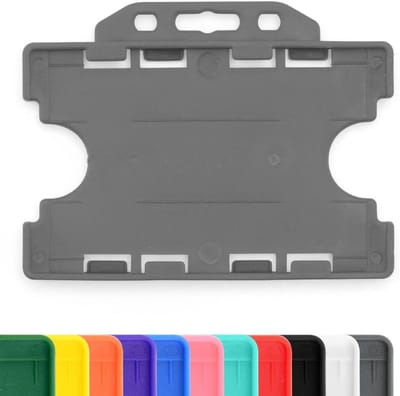 Dubbele Badgehouders - Kaarthouders Plastic - Identificatie Tonen - Open Gezicht Dubbelzijdig - 86x54mm Kaarten - Grijs