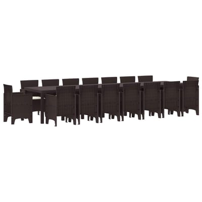 vidaXL - Tuin - eettafelset - met - kussens - 17 - st - Bruin - PP