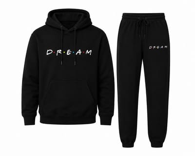 Hoodie Heren met Print en Capuchon - Zwart Trainingspak met Joggingbroek - Casual Sport Outfit - Dream - XL