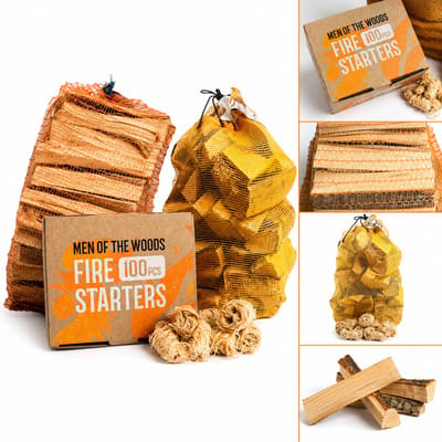 Men of the woods - start box - Aanmaak wokkels - Haardhout - BBQ en Haard - Houtskool - lange brandduur - Openhaardhout - Openhaard - Brandhout