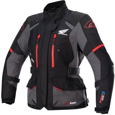 Alpinestars Honda Stella Andes V3 Drystar Jas Zwart Tar Grijs Helderrood - Maat S - Jas