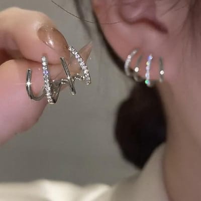 Huitan Sprankelende Klauw Oorknopjes voor Vrouwen Oorpiercing Delicate Vrouwelijke Accessoires Mode Veelzijdige Sieraden Dropshipping gray