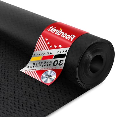 Rubberen Vloerplaat - Antislip Mat - Industrieel Gebruik - Geribbelde Oppervlakte - 100x400cm - Zwart