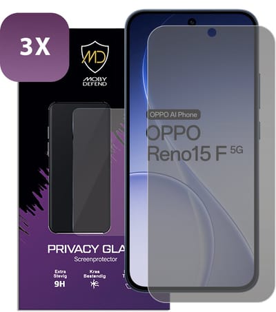 3-Pack MobyDefend Screenprotectors - Geschikt voor Oppo Reno15 F / Oppo Reno15 FS - Matte Privacy Glass Screensavers