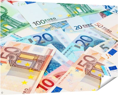 Gards Tuinposter Euro Geld Biljetten - Briefjes - 150x100 cm - Tuindoek - Tuindecoratie - Wanddecoratie buiten - Tuinschilderij