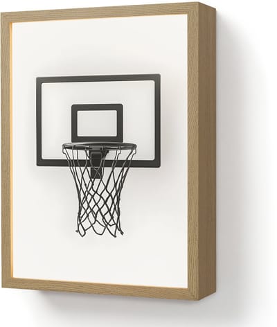 Wandlamp 30x40 cm - Oplaadbaar - Basketbalbord - Minimalistisch - Zwart - Wandlampen binnen woonkamer - Slaapkamer lamp - Decoratieve nachtlamp - Vloerlamp draadloos