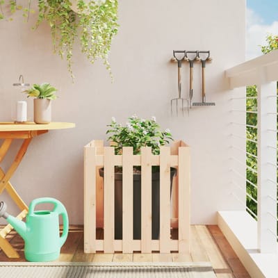 vidaXL - Plantenbak - met - hekontwerp - 60x60x60 - cm - massief - grenenhout