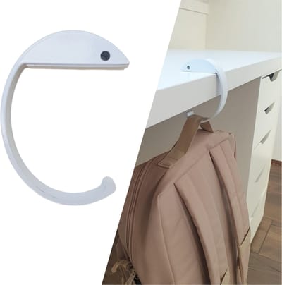 Tassenhanger - Tashaak aan bureau - Bureau haak - Tassenhanger aan tafel - Tas ophangen - Rugzakhanger - Koptelefoon houder - Metaal - Wit