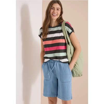 Shirt met ronde hals en omslagdetail