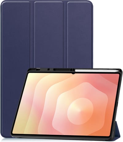 Hoesje - Geschikt voor Samsung Galaxy Tab S11 Ultra - Dun & Stevig - Trifold Bookcase - Hard Cover Case - Met Uitsparing Geschikt voor S Pen - Hardcover Book - Tablet Hoes - Donkerblauw
