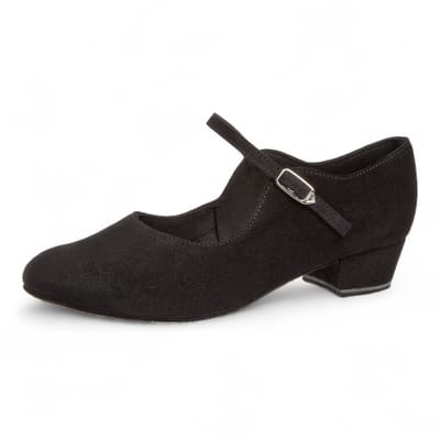 Dames Dansschoenen Diamant 050 - 029 - 001 - Comfort en Stabiliteit - Lage blokhak 2,8 cm - Gesloten ronde neus - Soepel zwart suède - Enkelbandje met gesp en druksluiting - Extra comfortabel model - Ballroom, Social - Diamant - Zwart - 38.5