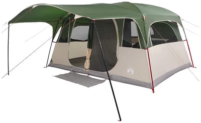 vidaXL - Tunneltent - met - dak - Groen - 427 - x - 305 - x - 205 - cm - Polyester - en - Staal