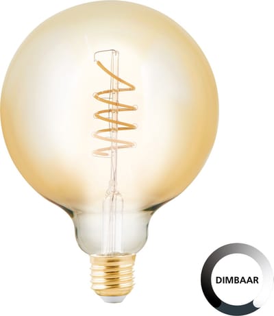 Eglo Ledfilamentlamp Globe - Amber - D9,5cm - Dimbaar - Warm Wit - E27 - 4w