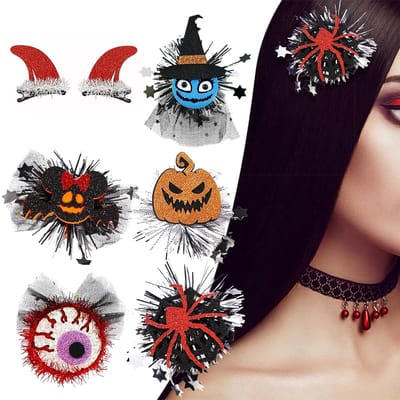 Halloween-halloween decoratie-halloween versiering-12 stuks Halloween haaraccessoires haarspeldjes - pompoen strik spook spin duivelshoorns spinnenweb haarspeldjes - Halloween cartoon haarspeldjes - vrouwen meisjes Halloween cosplay maskerade feest -