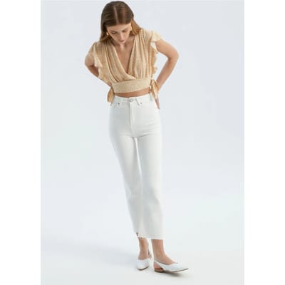 Bloemige V-hals Knoop Zijkant Crop Top