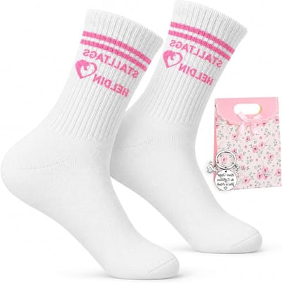 Cadeauset voor Paardliefhebbers met Katoenen Sokken (EU 36-44), Sleutelhanger en Cadeauzak, Perfect voor Ruiters en Paardrijders