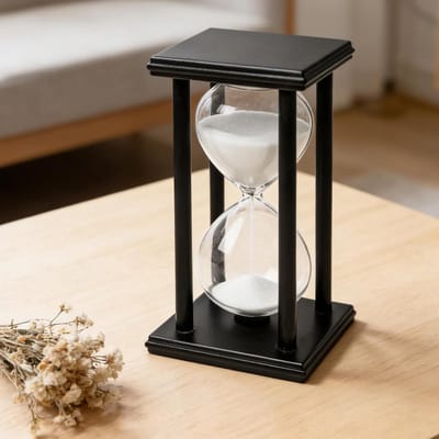 Zandloper Timer - Zandklok Keuken - Tijdmanagement Keuken - Massief Houten Frame - 20 x 10 cm - Zwart