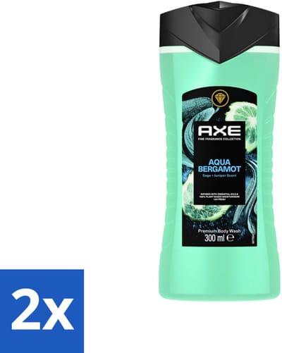 AXE - Douchegel - Aqua Bergamot - Verfrissend - Citrus & Waternoten - 300 ml - Voordeelverpakking - 2 stuks