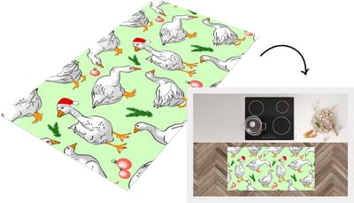 Keukenloper - Loper keuken - Gans - Kerstballen - Christmas - Patronen - 120x60 cm - Keukenloper vinyl