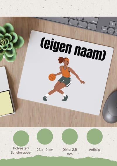 Akyol - basketbal vrouw met eigen naam Muismat - Basketbal - iemand die op basketbal zit - sport - verjaardag cadeau - kado - geschenk - 23 bij 19 cm