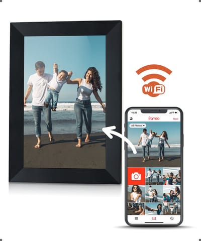 Pora&Co - Digitale fotolijst met WiFi en Frameo App – Fotokader - 10 inch – HD -IPS Display – Zwart - Micro SD - Touchscreen