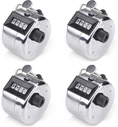 Metalen Teller - Hand Teller - Activiteiten Tellen - Geen Batterijen Nodig - 4 Cijfers - Zilver