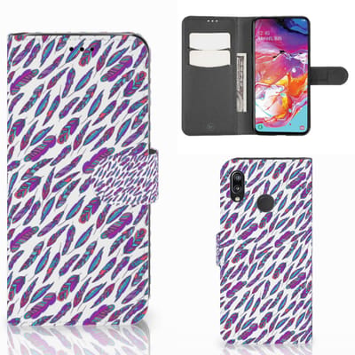 Boekhoesje voor Samsung Galaxy A70 Telefoon Hoesje Feathers Color