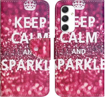 Coverup Hoesje - Geschikt voor Samsung Galaxy A16 Hoesje - Coverup Book Case - Keep Calm and Sparkle