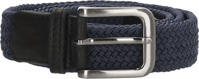 Hide & Stitches Elastische Gevlochten Stretch Riem - Leer & Elastiek - Dames & Heren - Blauw - One Size - Totale lengte 120 cm - Geschikt tot maat 110