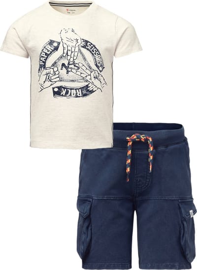 Noppies - Kledingset - 2delig - Jongens - Short Ghazipur Naval Academy - Shirt Gaborone Oatmeal - Maat 98