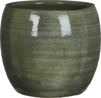 Mica Decorations Bloempot - groen - glanzend - keramiek - 24 x 22 cm - plantenpotten binnen