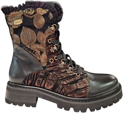 Laura Vita Kouleo Zwarte Dames Veterboots - Zwart - 37