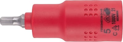 Wurth - VDE dopsleutel 1/2 inch zeskant - Geïsoleerde VDE-dopsleutel 1/2 inch Voor binnenzeskantschroeven x 1 st Soort aandrijving Binnenvierkant Sleutelwijdte 5 mm