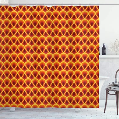 ABAKUHAUS Douchogordijn – 175x220 cm – Symmetrische druppels – Donker Oranje