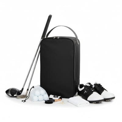 Golf schoenen opbergtas - 12 liter - 38 x 21 x 15 cm - zwart - sportschoenen opbergen