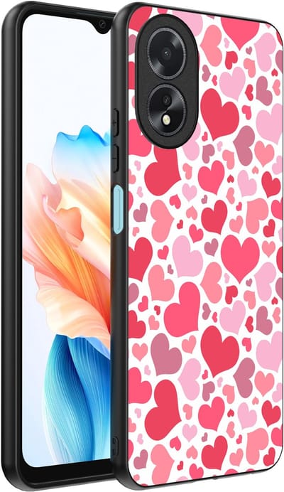 Smartphonica Telefoonhoesje Geschikt voor Oppo A18 met Hartjes Print - Hearts Design TPU Backcover Case - Kinder Hoesje met Hartjes Design geschikt voor Oppo A18