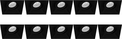 Spot Armatuur 10 Pack - Proma Nivas Pro - GU10 Inbouwspot - Vierkant - Zwart - Aluminium - Trimless - Kantelbaar - 150mm