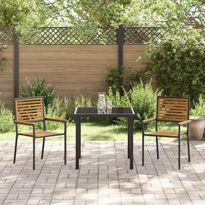 vidaXL Tuin stapelstoelen 2 pcs Bruin en Zwart 54 x 56 x 90 cm