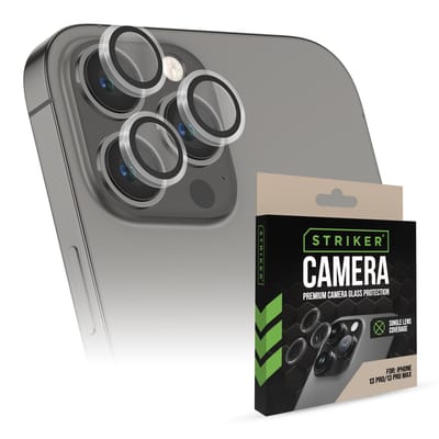 Striker Screenprotector geschikt voor Apple iPhone 13 Pro Glazen | Striker Single Lens Camera Lens Protector - Case Friendly - Zwart