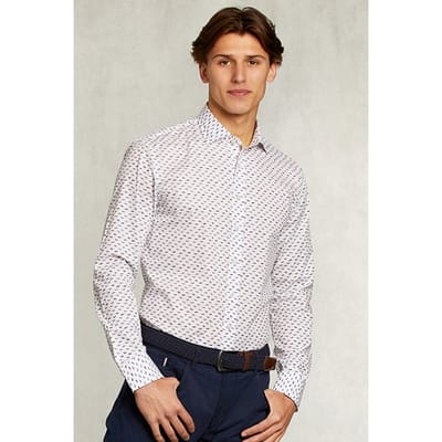 River Woods Slim Fit Fantasy Shirt Blue/white White Size: XXL | Casual Shirts Outlet | Heren | Wit