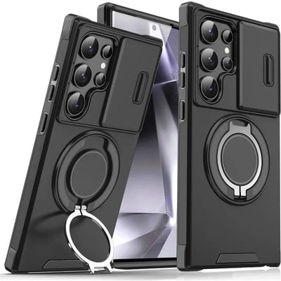 Armor Magnetische Beugel Hoes voor Samsung S25 S24 S22 S21 S23 S20 Ultra Plus FE Schuif Camera Bescherming Schokbestendige Cover For Galaxy S25
