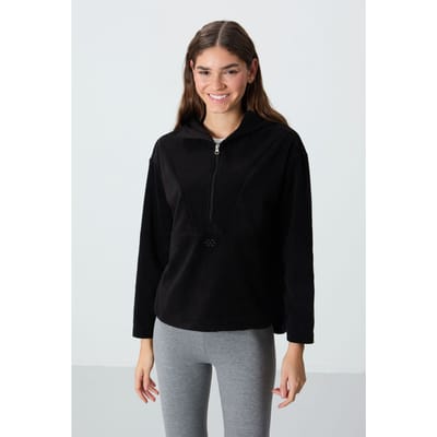 Overmaatse Pluche Halve Rits Hoodie Sweatshirt