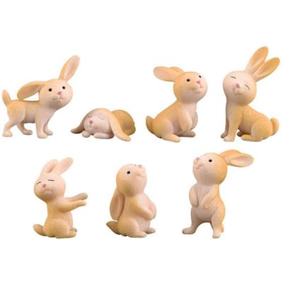 7 Pièces Mini Pâques Micro Paysage Artisanat Lapin Mignon Micro Figurines Miniatures Décoration Ornement Jardin Mariage Fête à la Maison