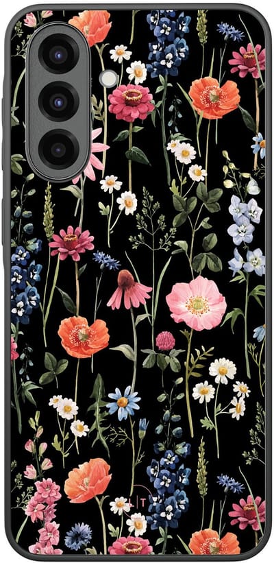 Leuke Telefoonhoesjes - Hoesje geschikt voor Samsung Galaxy A36 - Dark flowers - Backcover zwart - Bloemen - Multi