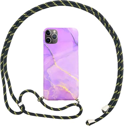 Fonu Marmer Backcase hoesje met koord Geschikt Voor iPhone 11 Pro Max - Paars Marmer