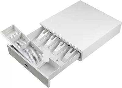 Kassalade - Geldlade Geldkist - Wisselgeld Sorteren - Verplaatsbare Muntenbak - 33.5x36.8x9cm - Bianco
