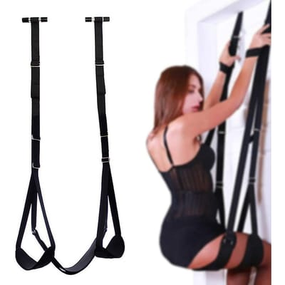 Verstelbare Nylon Schommelstoel Lucht Yoga Trainingsriem Leuk Spelkussen Fitness Oefenriem Schommelriem voor Volwassenen black