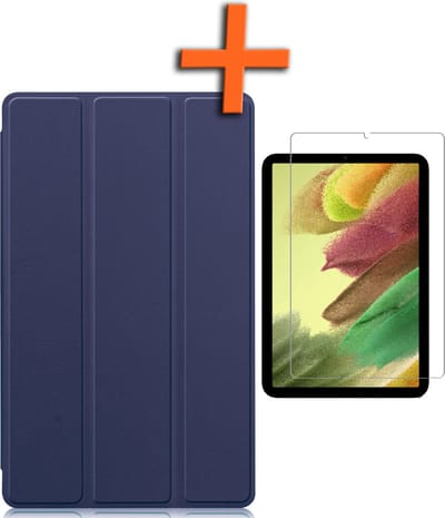 Hoesje - Geschikt voor Samsung Galaxy Tab S6 Lite - Met Screenprotector - Trifold Bookcase - Hard Cover - Hardcover Book Case - Tablet Hoes - Donkerblauw