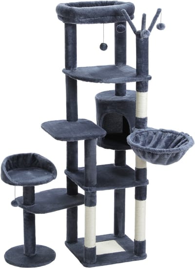 Kattenu CatLife - Hoge krabpaal voor katten - Krabpaal kat Donkergrijs - Kattenboom met katten klimmuur - 150 cm hoog